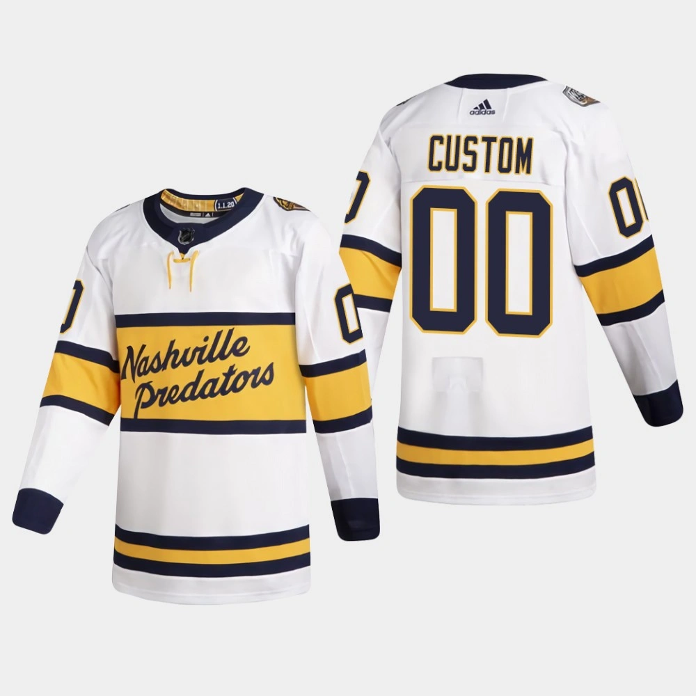 Predators Custom #00 White 2020 Winter Classic Authentic Jersey