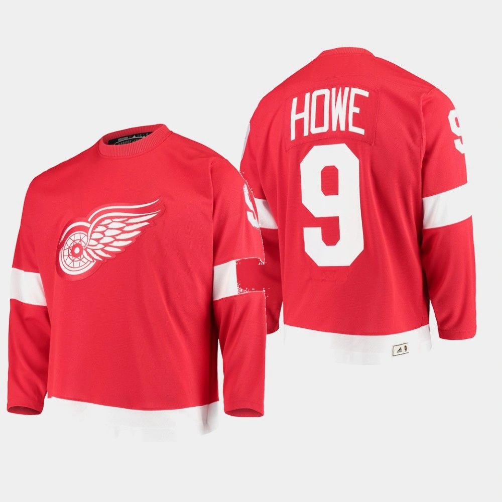 Men's Detroit Red Wings Gordie Howe #9 Red Heroes of Hockey Authentic Throwback Jersey