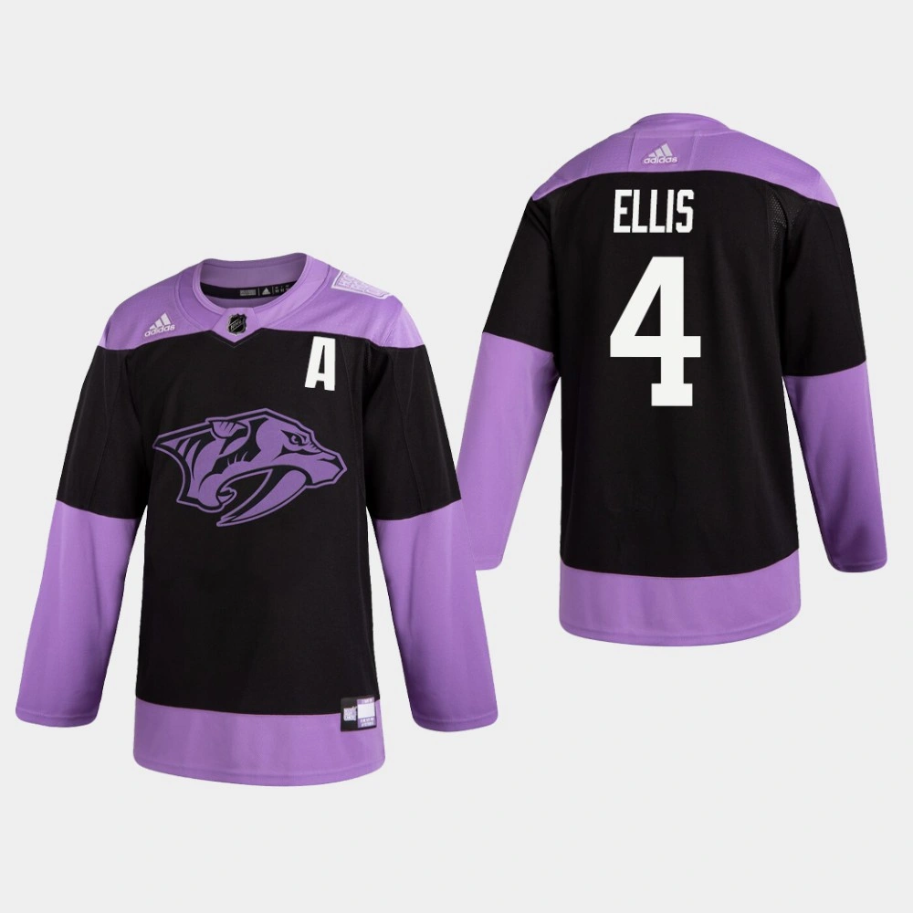 Women's Predators Ryan Ellis #4 Hockey Fights Cancer Practice Black Jersey