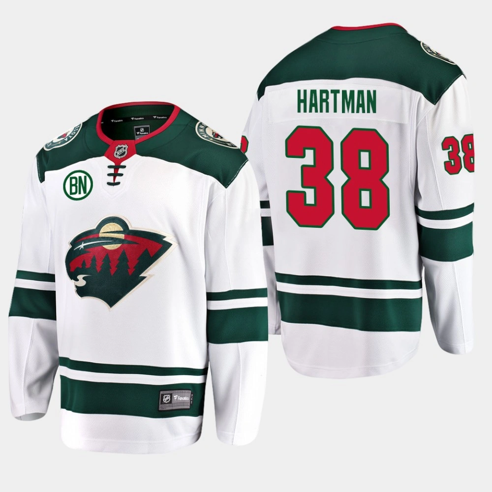 Men's Ryan Hartman #38 Minnesota Wild 2019-20 Away Branded White Breakaway Player Jersey