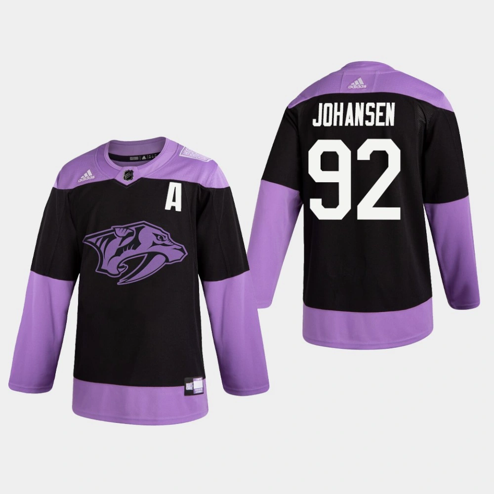 Predators Ryan Johansen #92 Hockey Fights Cancer Practice Black Jersey