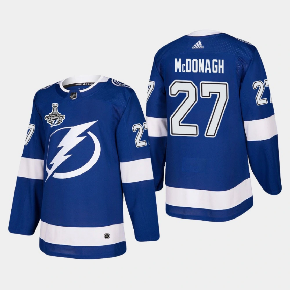 Tampa Bay Lightning Ryan McDonagh #27 2020 Stanley Cup Champions Blue Authentic Patch Jersey