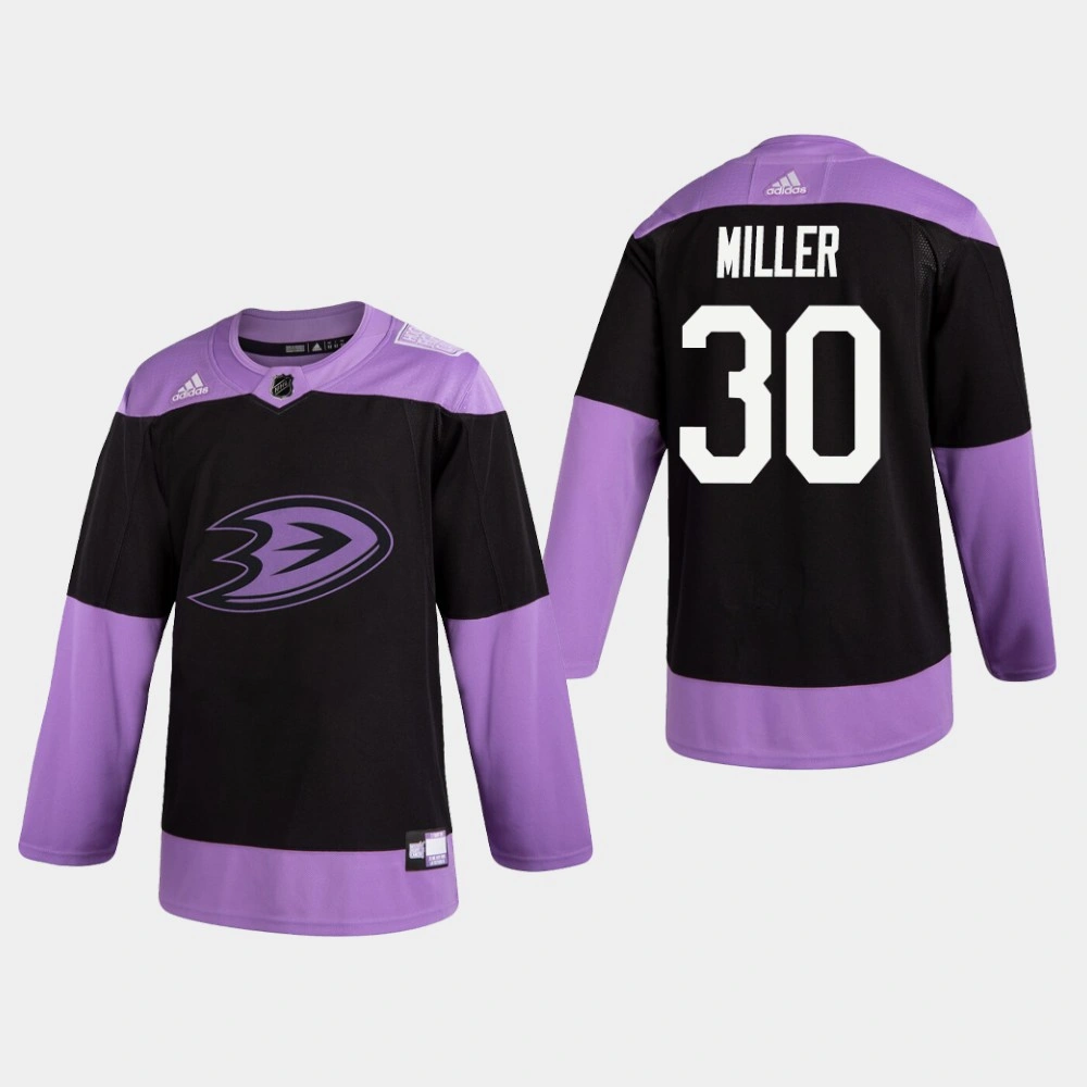 Women's Ducks Ryan Miller #30 Hockey Fights Cancer Practice Black Jersey