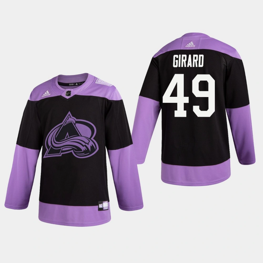 Avalanche Samuel Girard #49 Hockey Fights Cancer Practice Black Jersey