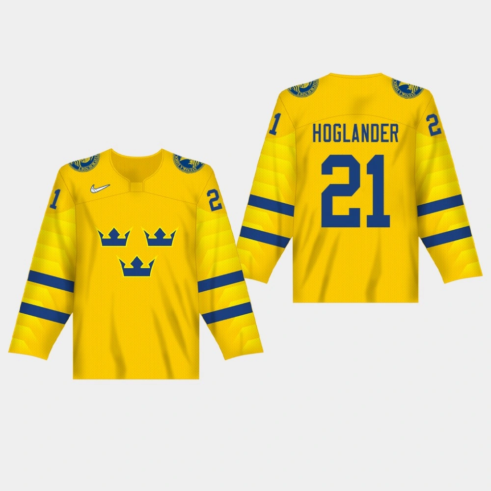Youth Sweden Nils Hoglander #21 2020 IIHF World Junior Championship Yellow Jersey Youth Sweden Nils Hoglander #21 2020 IIHF World Junior Championship Yellow Jersey