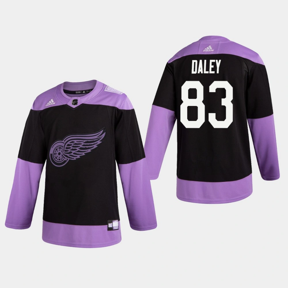 Red Wings Trevor Daley #83 Hockey Fights Cancer Practice Black Jersey