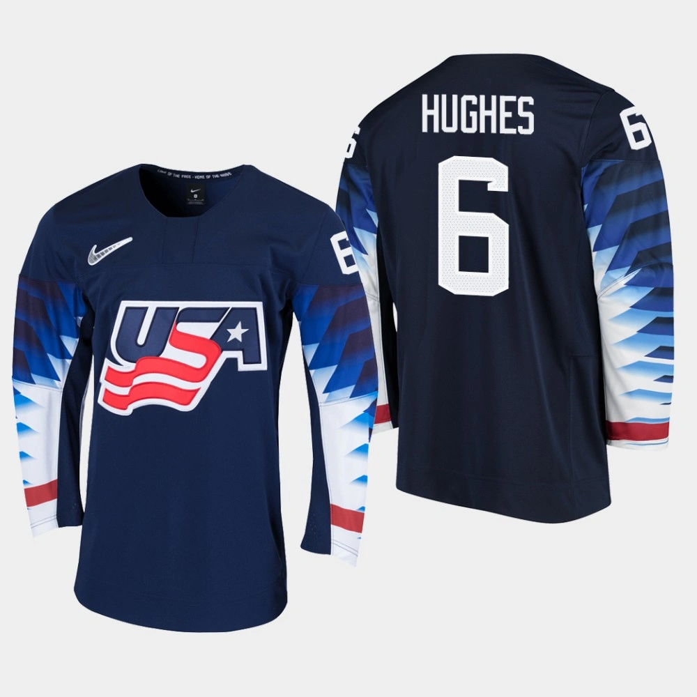 Men's USA Team Jack Hughes #6 2019 IIHF World Championship Replica Black Jersey Men's USA Team Jack Hughes #6 2019 IIHF World Championship Replica Black Jersey