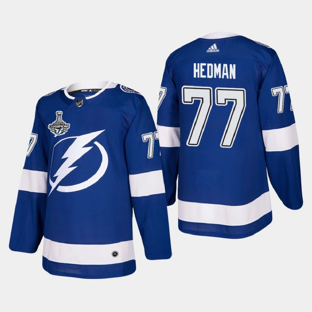 Women's Tampa Bay Lightning Victor Hedman #77 2020 Stanley Cup Champions Blue Authentic Patch Jersey Women's Tampa Bay Lightning Victor Hedman #77 2020 Stanley Cup Champions Blue Authentic Patch Jersey