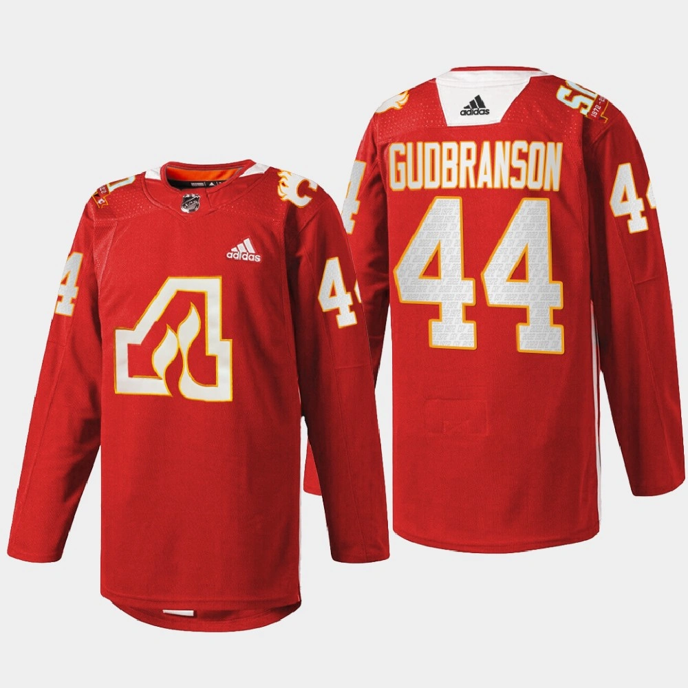Women's Erik Gudbranson Calgary Flames 50th Anniversary 2022 Red #44 Jersey Warm-Up