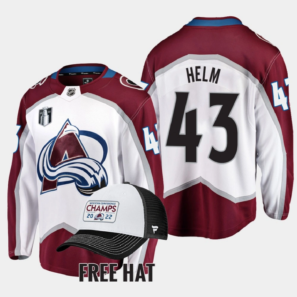 Youth Colorado Avalanche Darren Helm 2022 Central Division Champions White Jersey Away #43 Youth Colorado Avalanche Darren Helm 2022 Central Division Champions White Jersey Away #43
