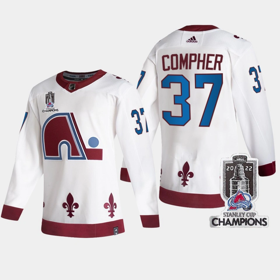 Women's 2022 Stanley Cup Champs J.T. Compher #37 Colorado Avalanche White Jersey Reverse Retro