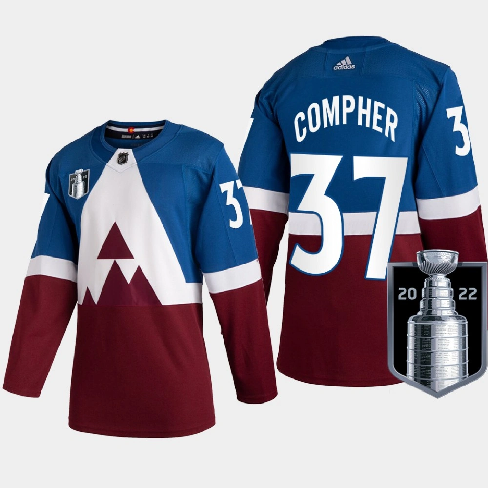 Youth Colorado Avalanche J.T. Compher 2022 Western Champs Burgundy Jersey Stadium Series #37