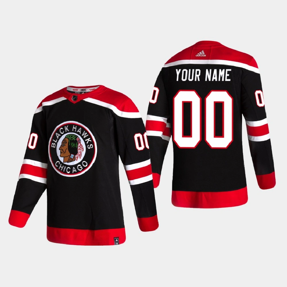 Chicago Blackhawks Custom #00 2020-21 Reverse Retro Authentic Black Jersey