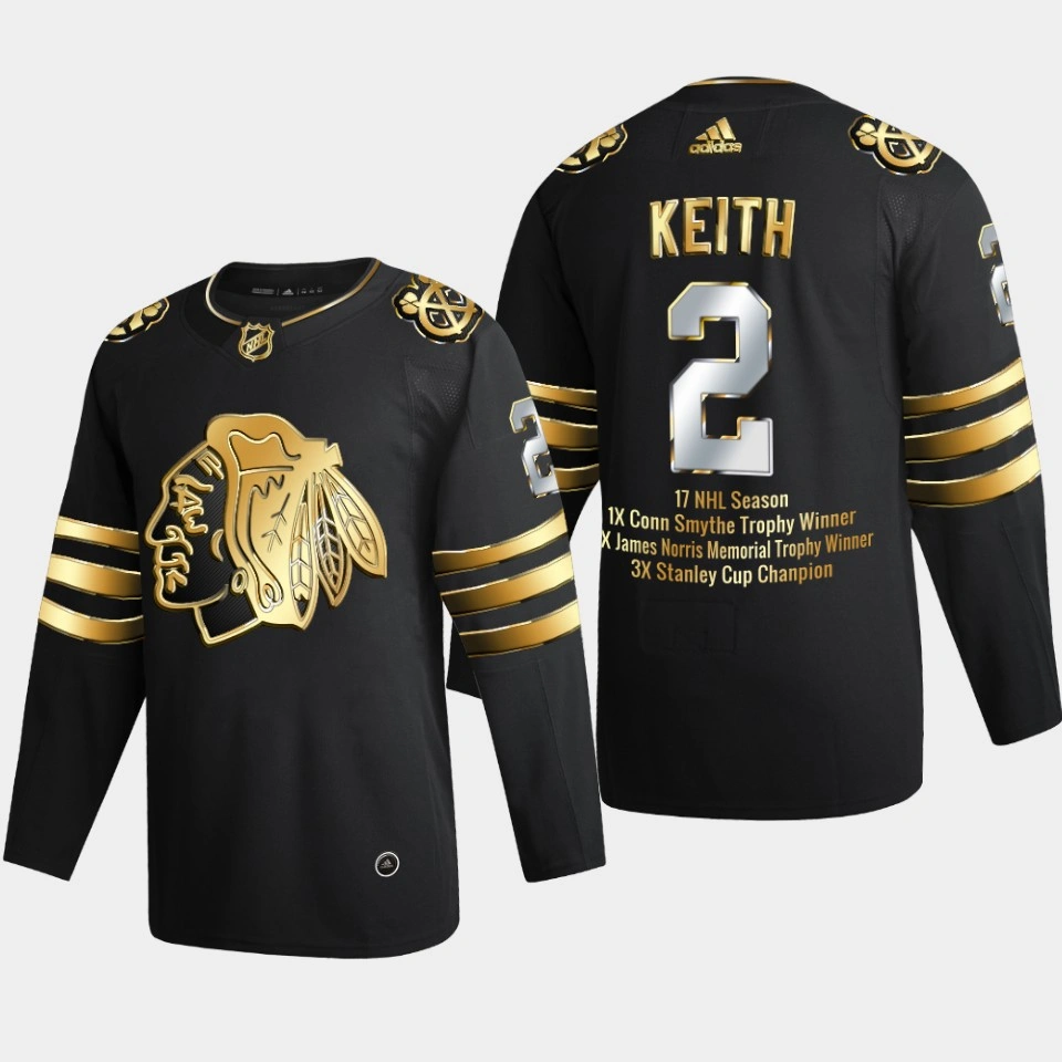 Youth Duncan Keith Chicago Blackhawks Career Awards Black #2 Jersey Retirement Youth Duncan Keith Chicago Blackhawks Career Awards Black #2 Jersey Retirement