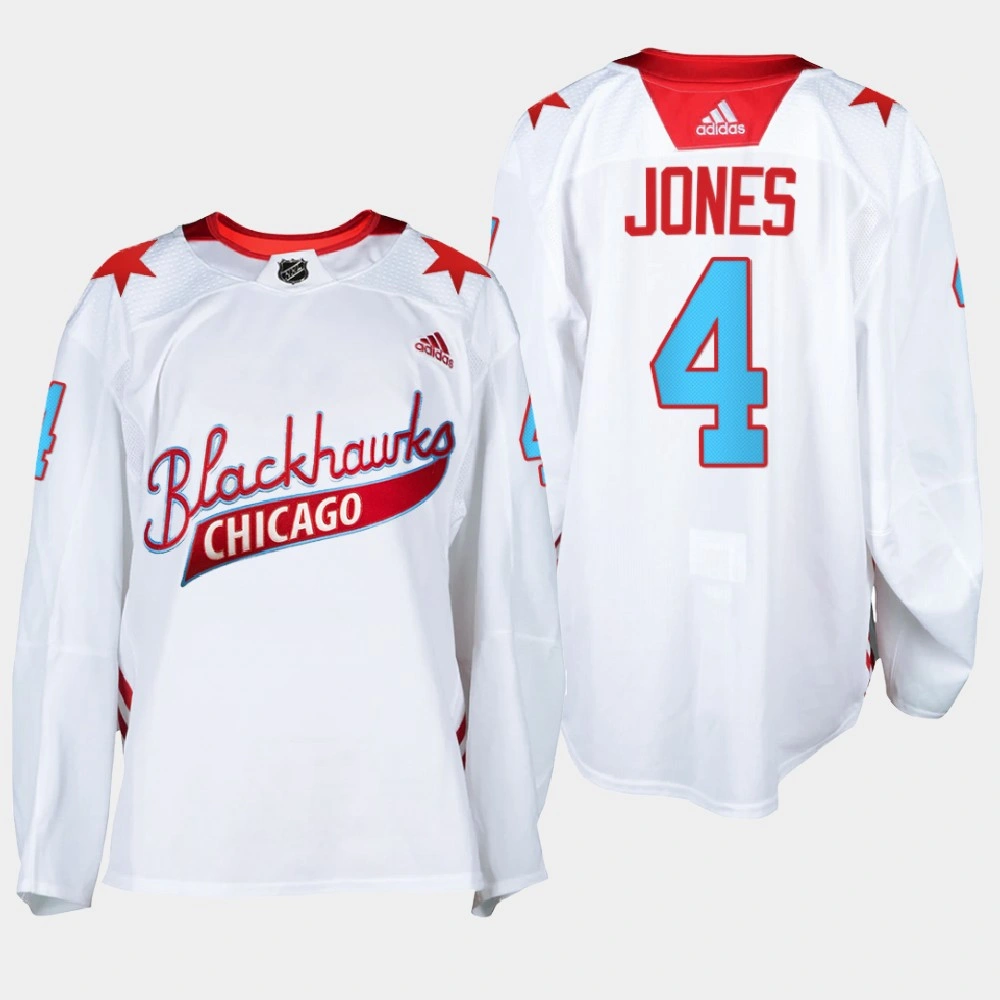 Chicago Blackhawks One Community Night Seth Jones White Warm-Up Jersey