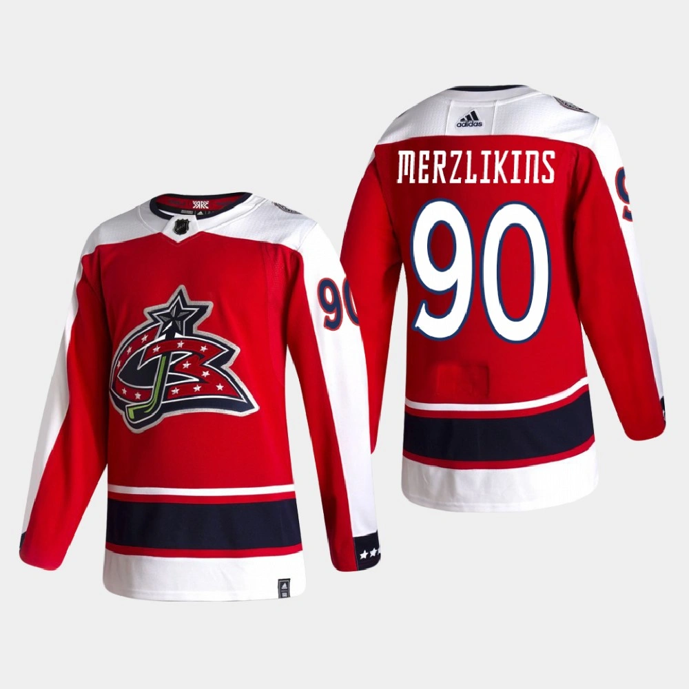 Columbus Blue Jackets Elvis Merzlikins #90 2020-21 Reverse Retro Authentic Red Jersey