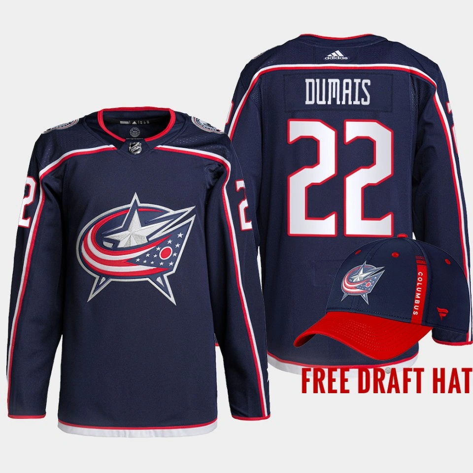 Women's Jordan Dumais Columbus Blue Jackets 2022 NHL Draft Navy Jersey Authentic Primegreen Home Women's Jordan Dumais Columbus Blue Jackets 2022 NHL Draft Navy Jersey Authentic Primegreen Home