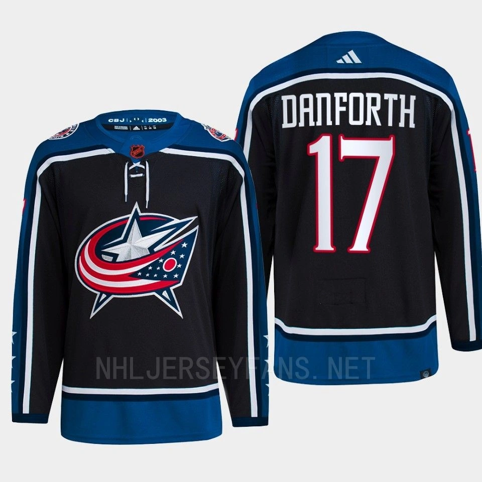 Women's Justin Danforth Reverse Retro 2.0 2022 Columbus Blue Jackets Navy Jersey Authentic Primegreen #17