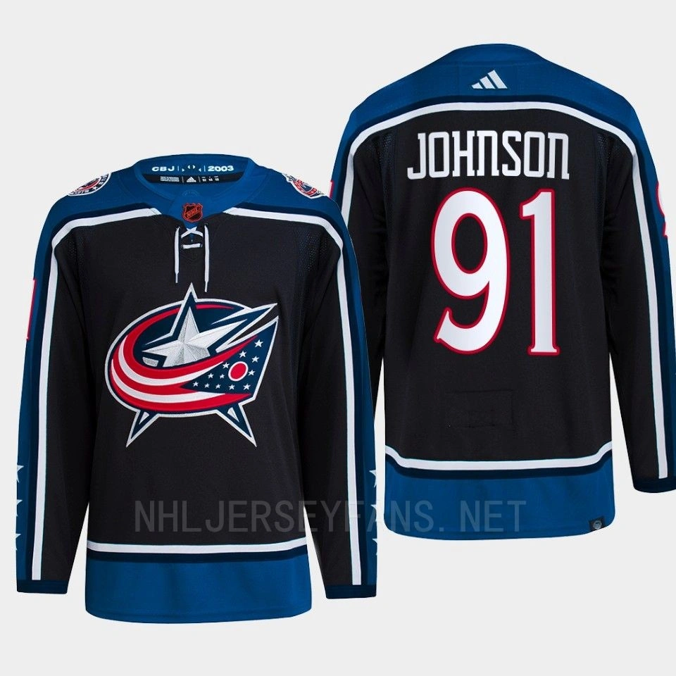 Women's Kent Johnson Reverse Retro 2.0 2022 Columbus Blue Jackets Navy Jersey Authentic Primegreen #91