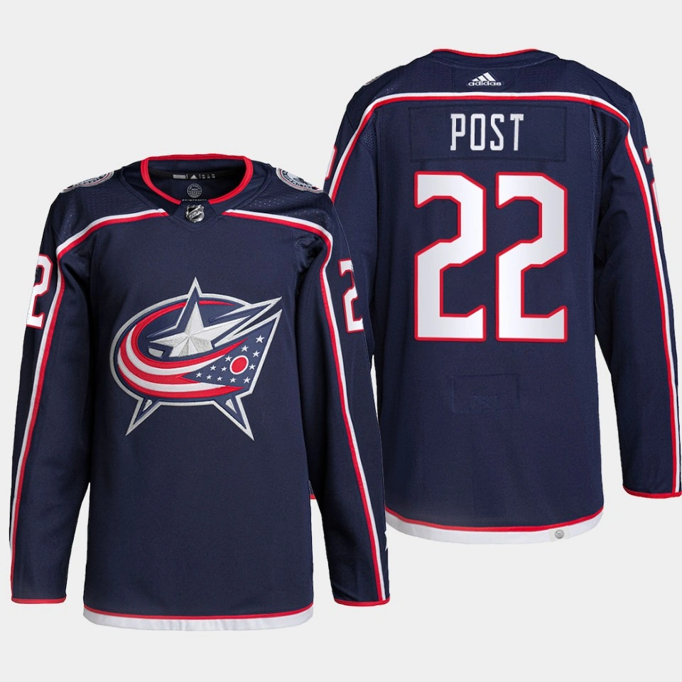 Post Malone #22 Columbus Blue Jackets Navy Jersey Authentic Home