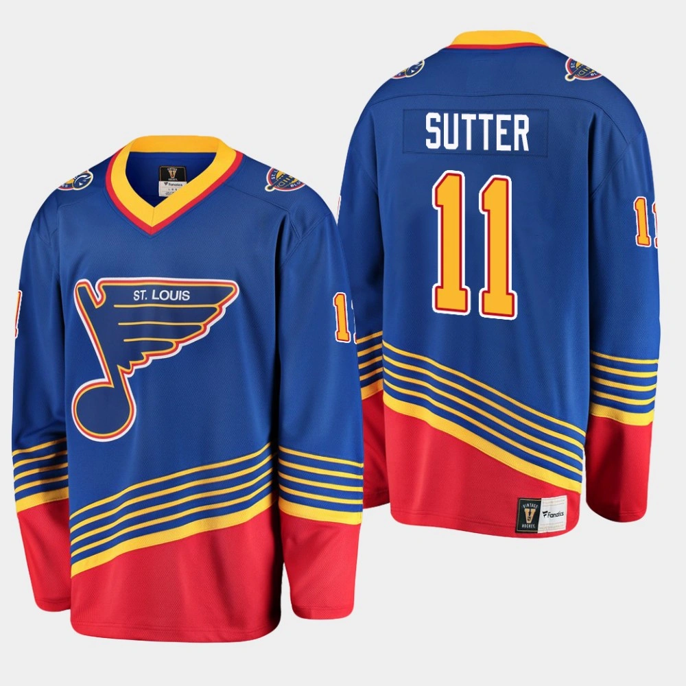 Men's St. Louis Blues Brian Sutter #11 Heritage Player Premier Blue Jersey