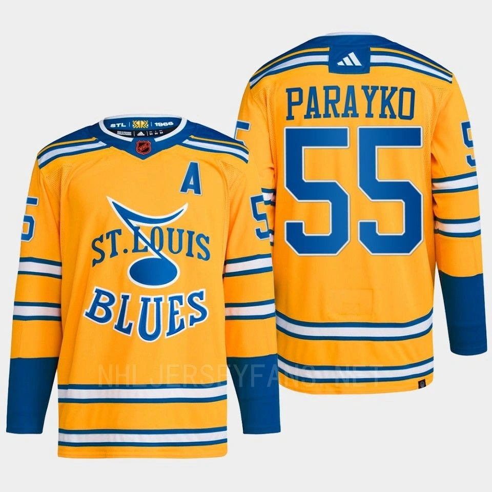 Women's Colton Parayko Reverse Retro 2.0 2022 St. Louis Blues Yellow Jersey Authentic Primegreen #55 Women's Colton Parayko Reverse Retro 2.0 2022 St. Louis Blues Yellow Jersey Authentic Primegreen #55