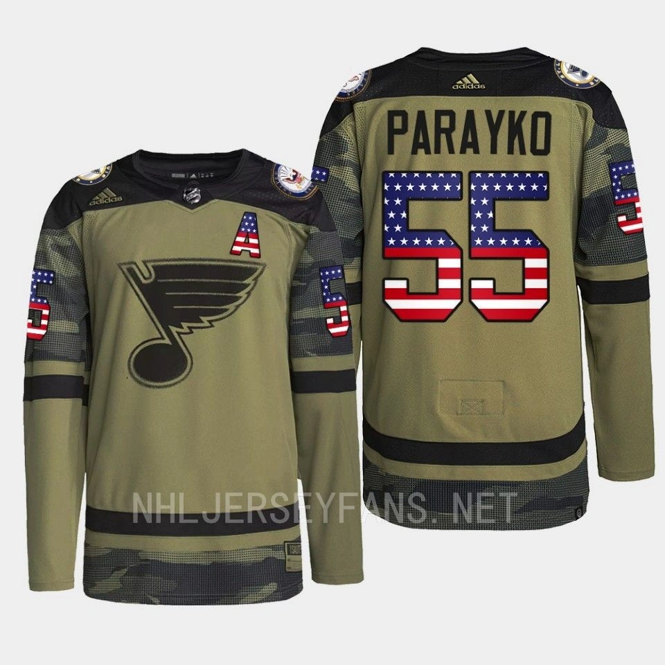 St. Louis Blues Veterans Day Colton Parayko Camo Warmup Jersey St. Louis Blues Veterans Day Colton Parayko Camo Warmup Jersey