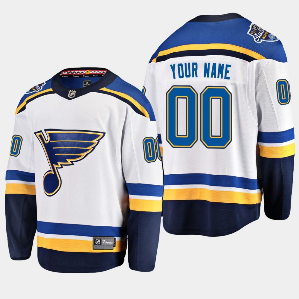 Women's Blues Custom #00 Away 2020 All-Star Patch Jersey Women's Blues Custom #00 Away 2020 All-Star Patch Jersey