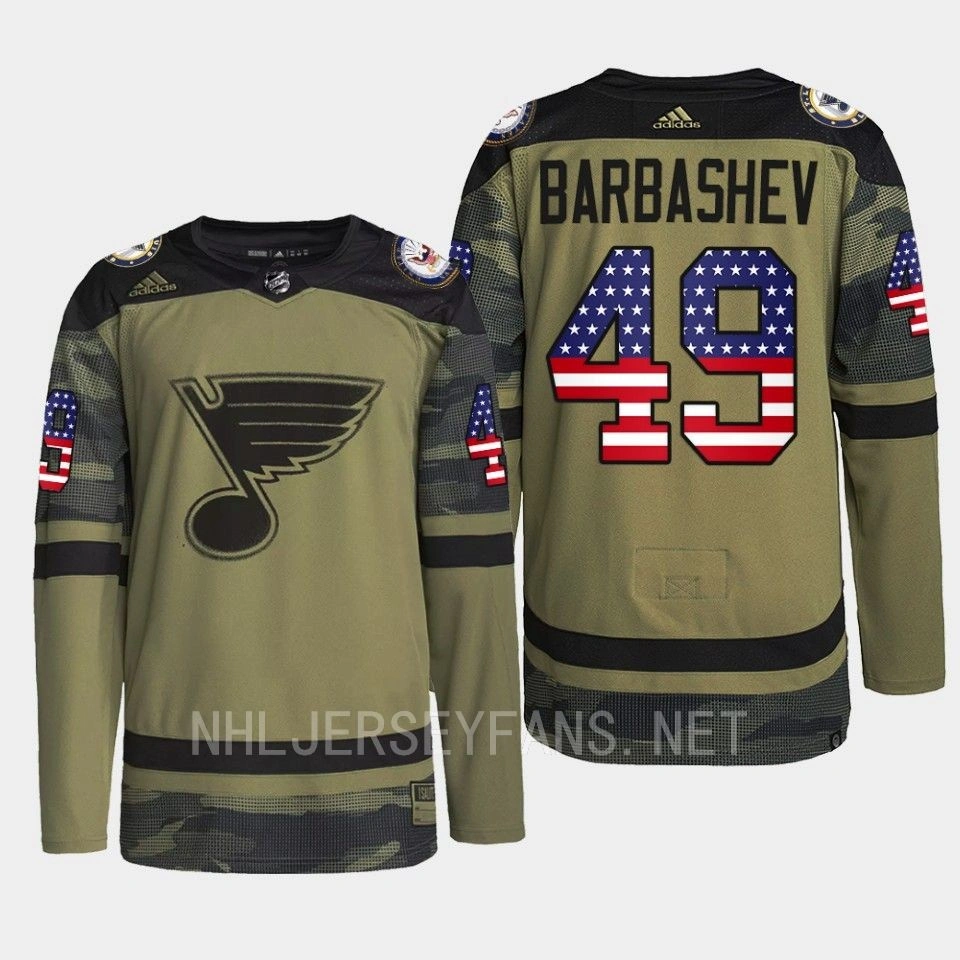 St. Louis Blues Veterans Day Ivan Barbashev Camo Warmup Jersey