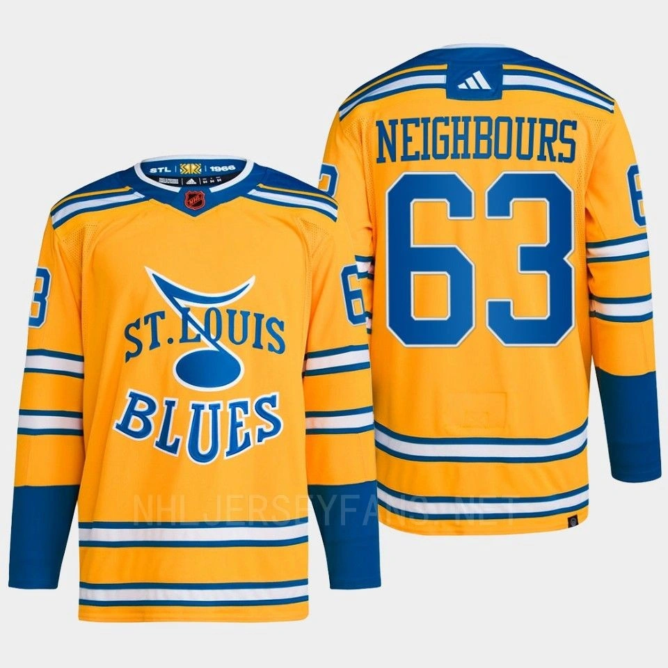 Jake Neighbours Reverse Retro 2.0 2022 St. Louis Blues Yellow Jersey Authentic Primegreen #63 Jake Neighbours Reverse Retro 2.0 2022 St. Louis Blues Yellow Jersey Authentic Primegreen #63