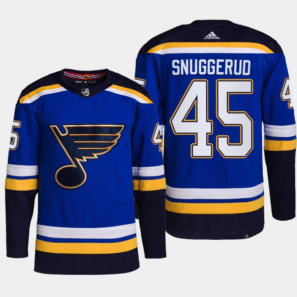 Youth Jimmy Snuggerud St. Louis Blues 2022 NHL Draft Blue Jersey Authentic Primegreen Home