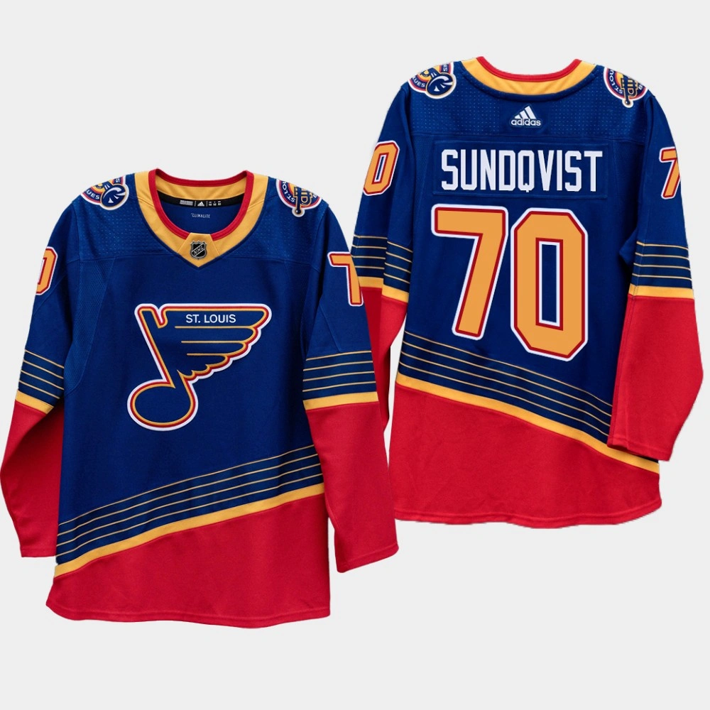 Blues #70 Oskar Sundqvist 2020 Season 90s Heritage Authentic Pro Royal Jersey