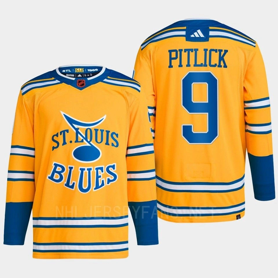 Tyler Pitlick Reverse Retro 2.0 2022 St. Louis Blues Yellow Jersey Authentic Pro #9
