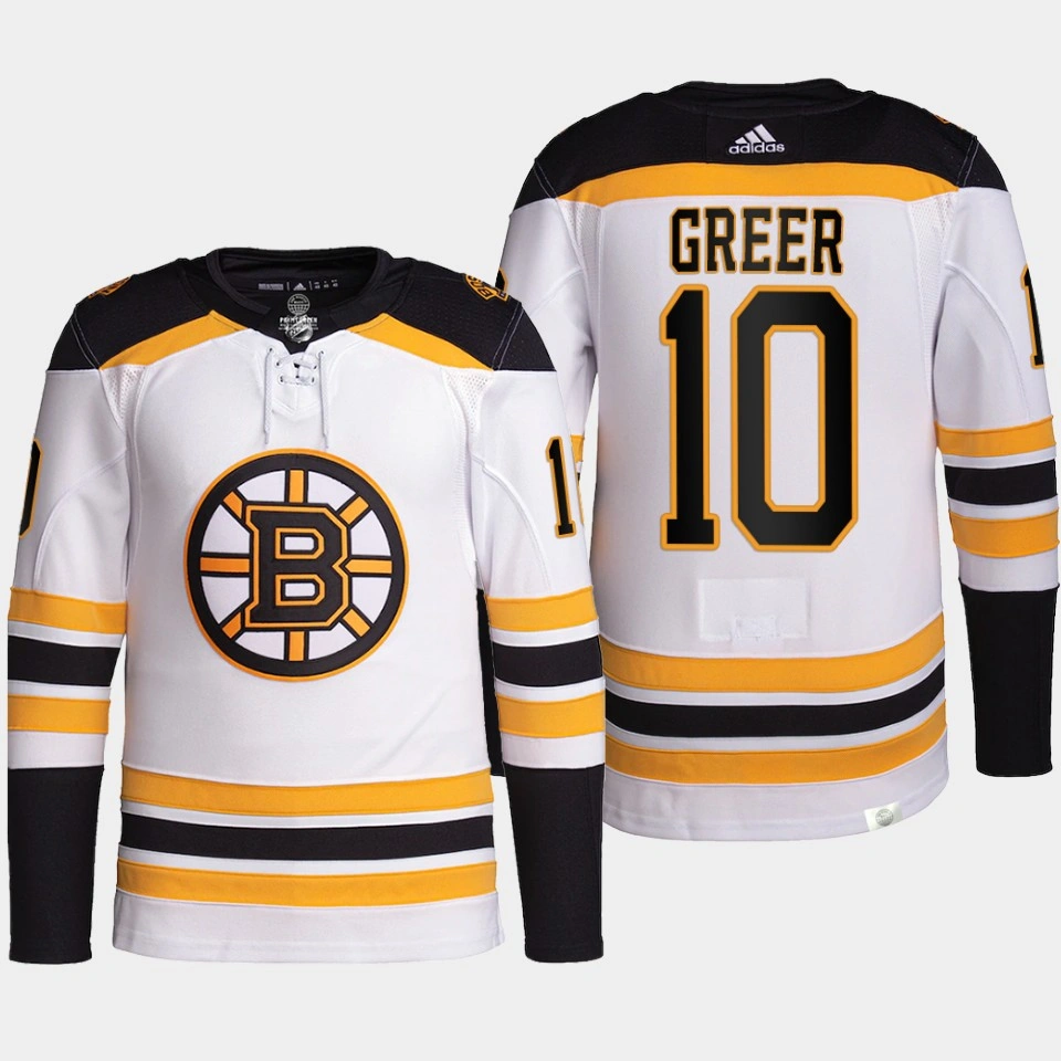 Boston Bruins A.J. Greer White Away Primegreen Jersey