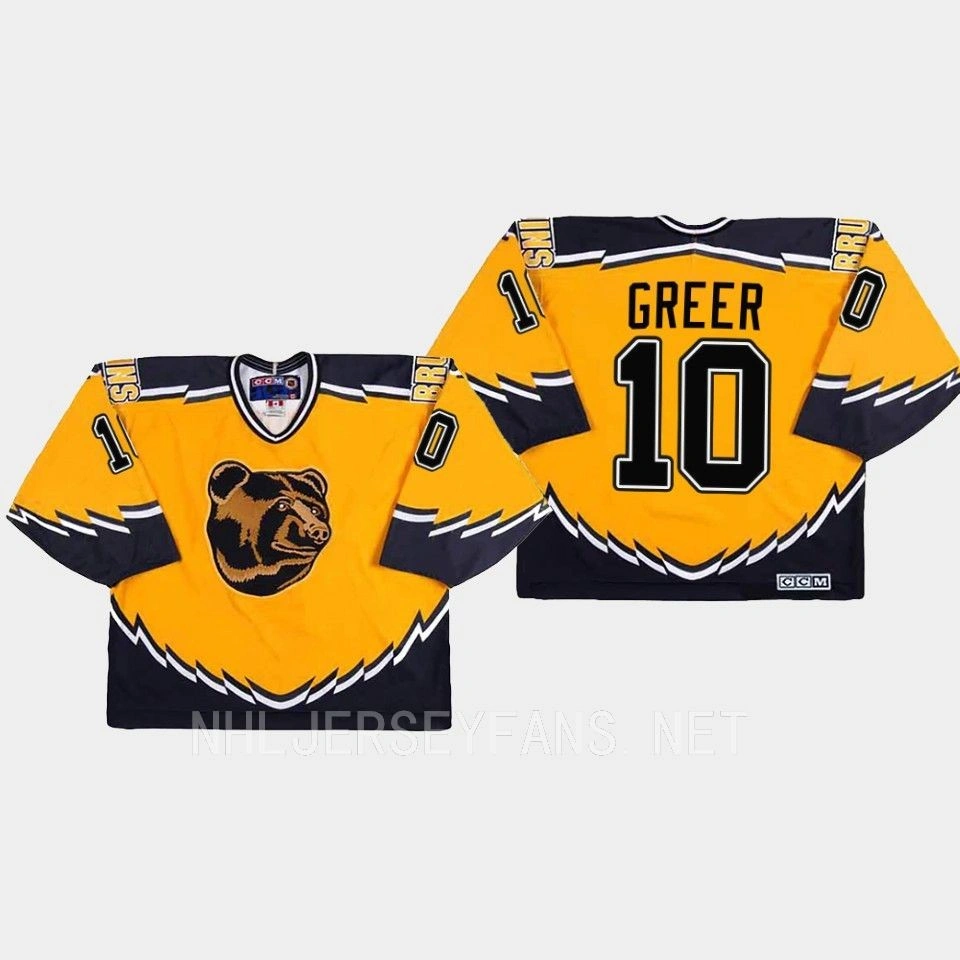 Boston Bruins Throwback A.J. Greer Gold Replica Jersey
