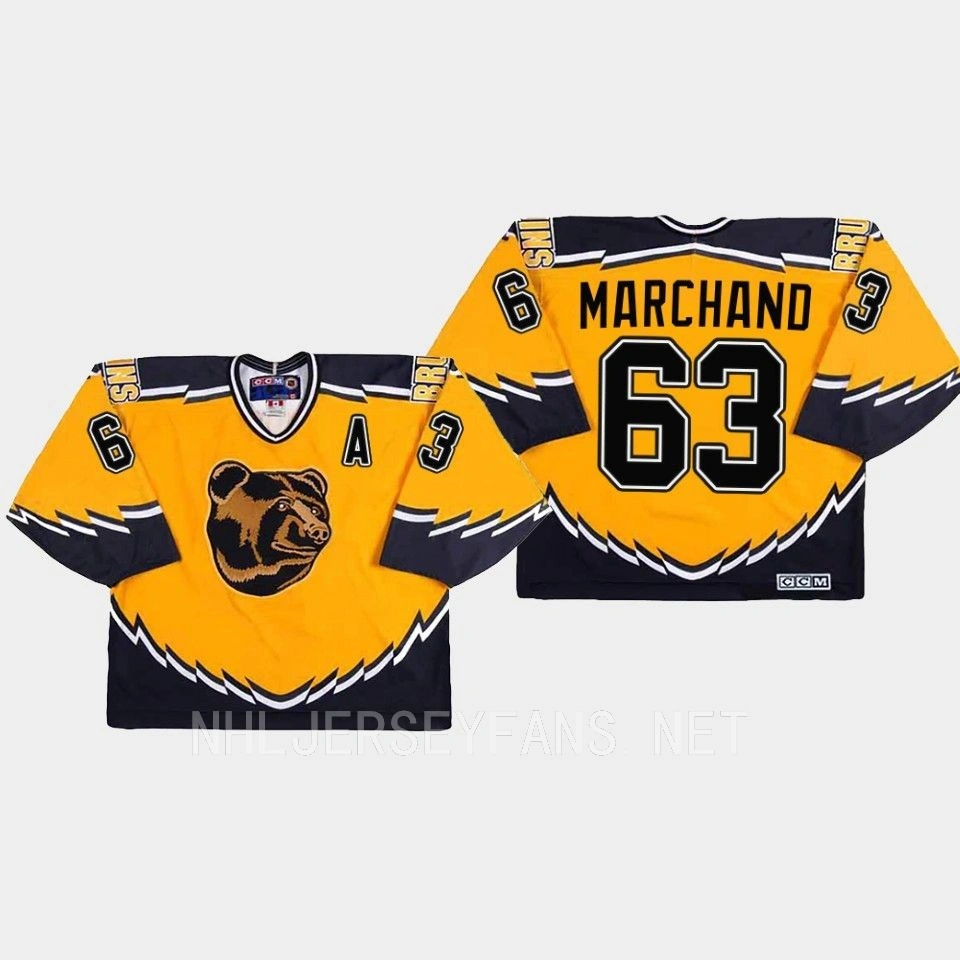 Boston Bruins Throwback Brad Marchand Gold Replica Jersey