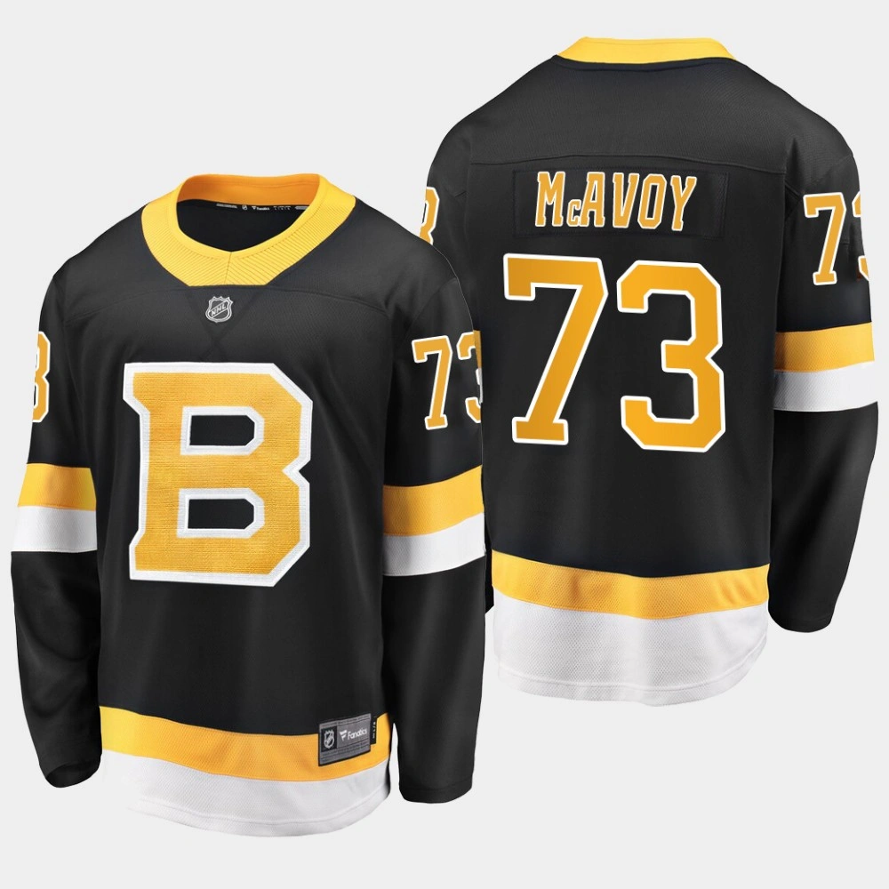 Bruins Charlie McAvoy #73 2019-20 Alternate Premier Breakaway Jersey - Black Yellow