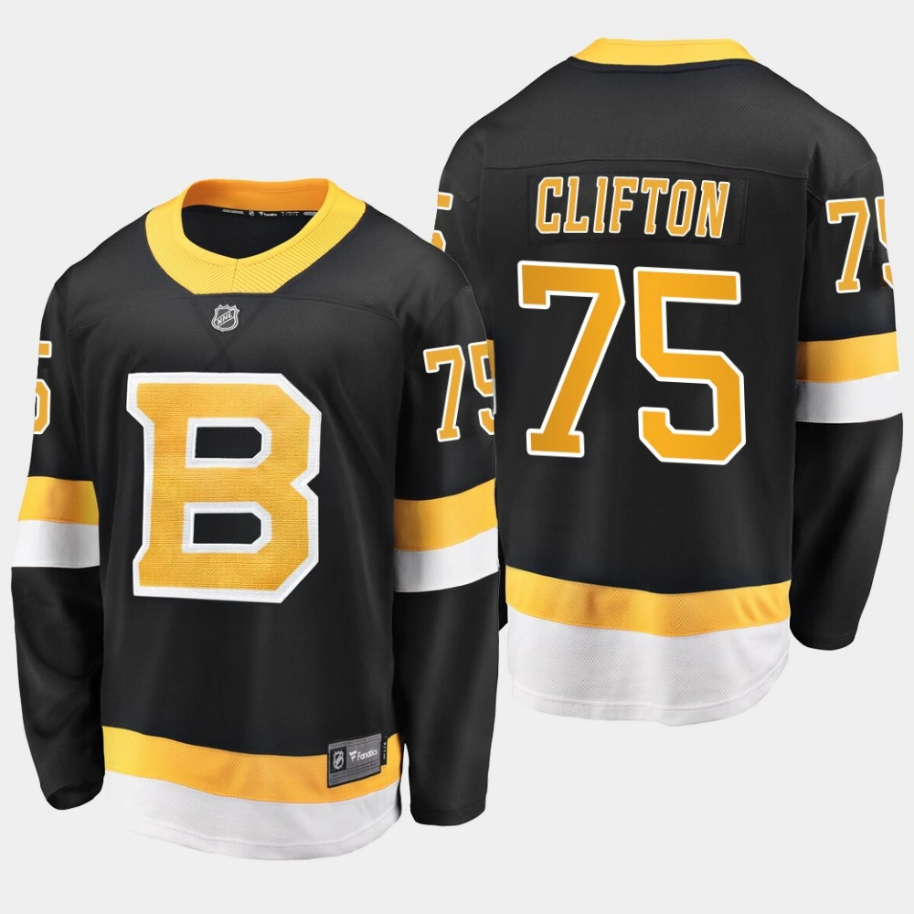 Youth Bruins Connor Clifton #75 2019-20 Alternate Premier Breakaway Jersey - Black Yellow