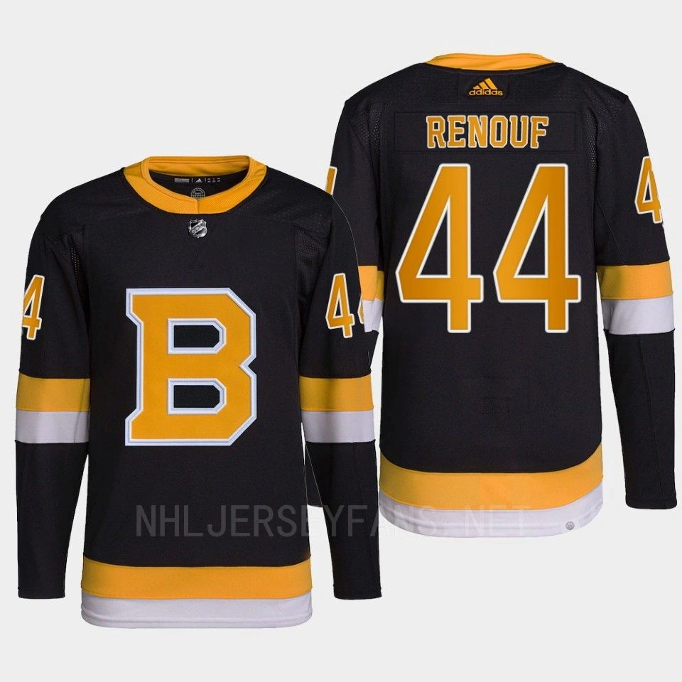 Dan Renouf #44 Boston Bruins Black Jersey Authentic Pro Alternate