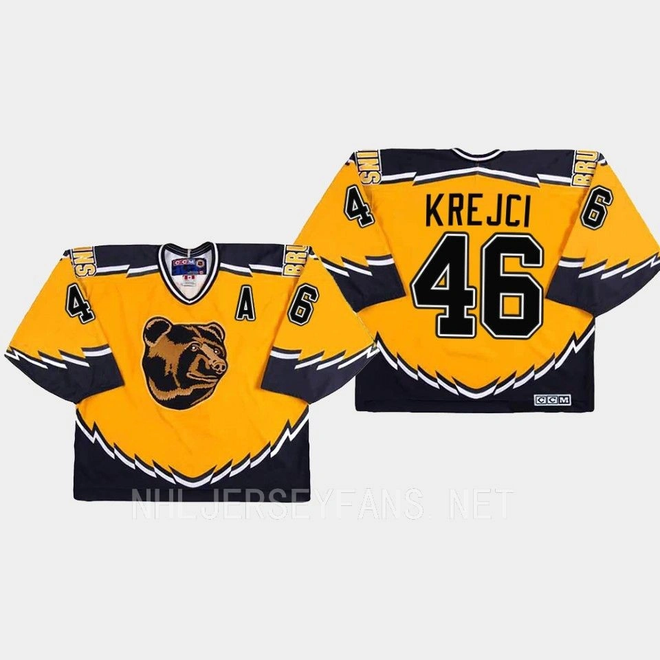 Boston Bruins Throwback David Krejci Gold Replica Jersey