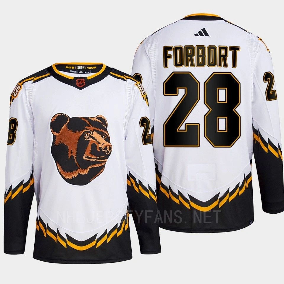 Boston Bruins 2022 Reverse Retro 2.0 Derek Forbort White Authentic Primegreen Jersey Men's Boston Bruins 2022 Reverse Retro 2.0 Derek Forbort White Authentic Primegreen Jersey Men's