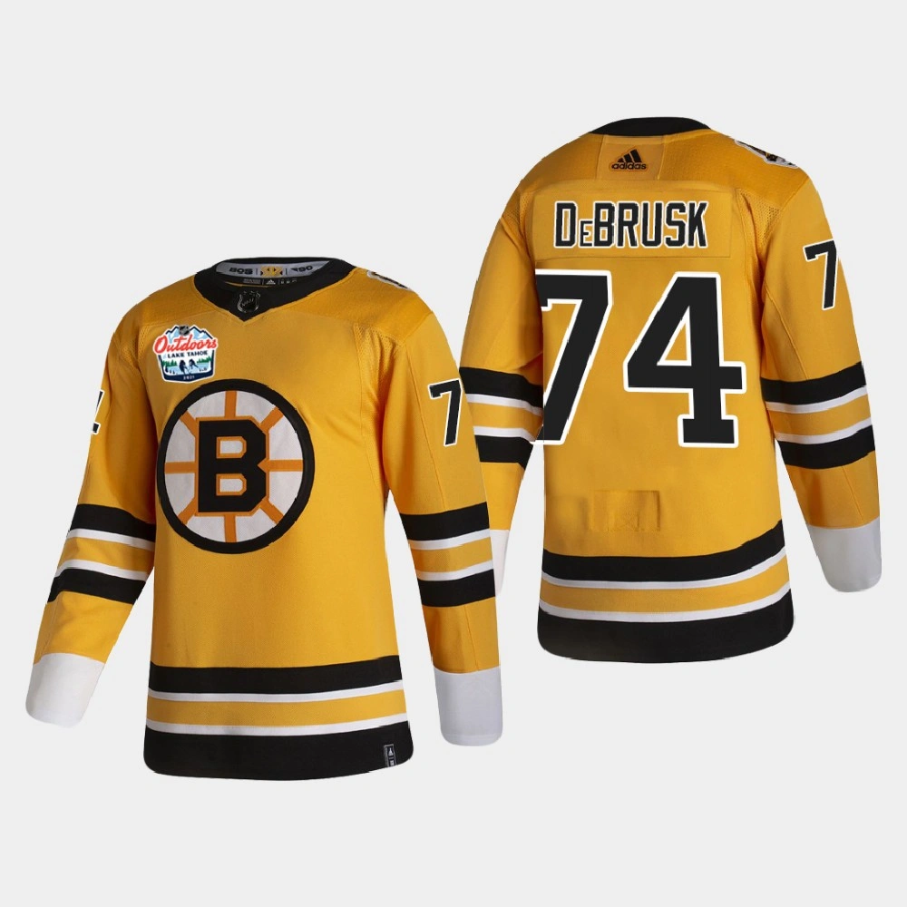 Youth Boston Bruins Jake DeBrusk #74 2021 Lake Tahoe Outdoor Games Authentic Patch Gold Jersey
