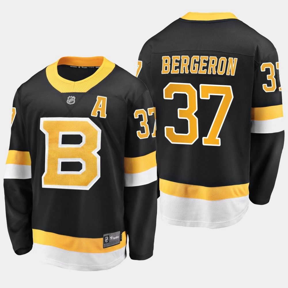 Women's Bruins Patrice Bergeron #37 2019-20 Alternate Premier Breakaway Jersey - Black Yellow