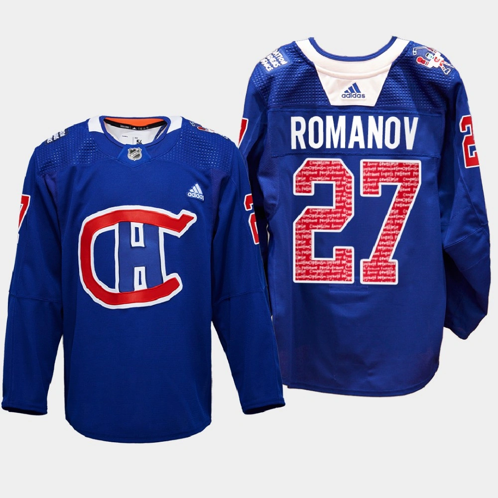 Women's Montreal Canadiens RadioTeleDON Alexander Romanov Royal Special Edition Jersey Women's Montreal Canadiens RadioTeleDON Alexander Romanov Royal Special Edition Jersey
