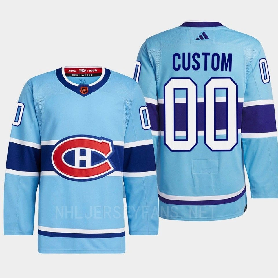 Youth Montreal Canadiens Custom Blue Authentic Primegreen Reverse Retro 2.0 Jersey 2022