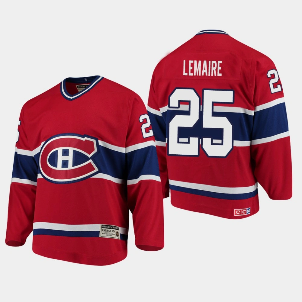 Women's Montreal Canadiens #25 Jacques Lemaire Throwback Heroes of Hockey CCM Red Retired Jersey