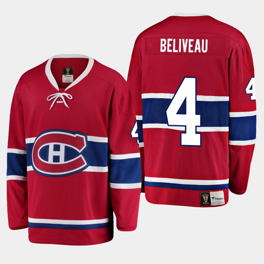 Montreal Canadiens Jean Beliveau Heritage Premier Breakaway Player Red Jersey