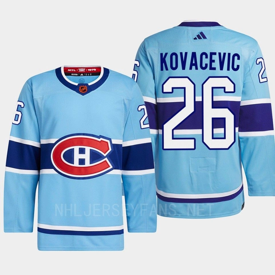 Montreal Canadiens Johnathan Kovacevic Blue Authentic Primegreen Reverse Retro 2.0 Jersey 2022 Montreal Canadiens Johnathan Kovacevic Blue Authentic Primegreen Reverse Retro 2.0 Jersey 2022