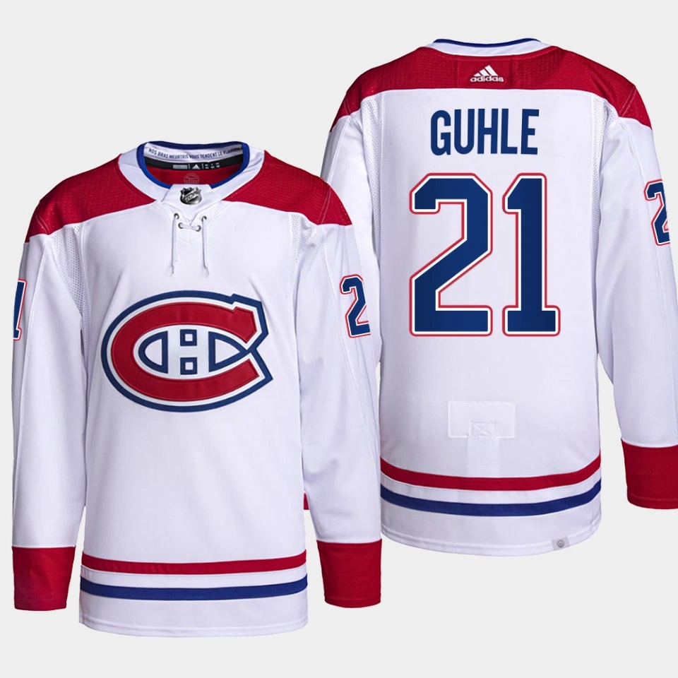 Youth Montreal Canadiens Kaiden Guhle White Away Primegreen Jersey
