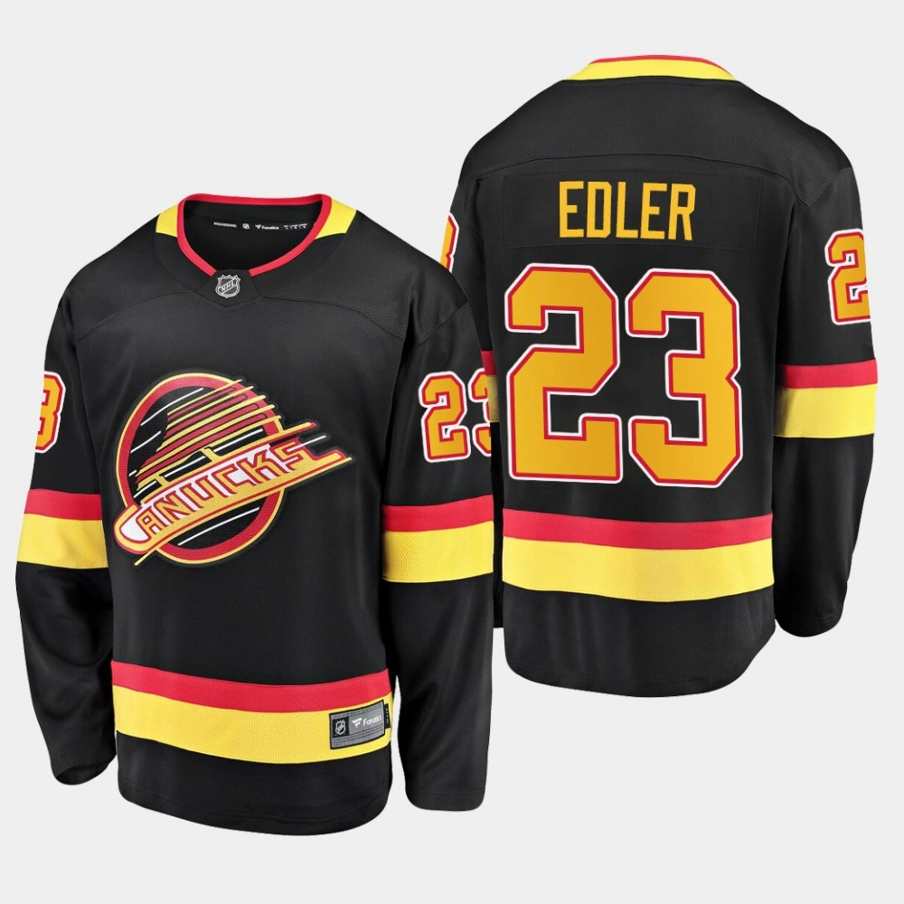 Canucks Alexander Edler #23 2019-20 Flying Skate Premier Breakaway Jersey - Black - Black